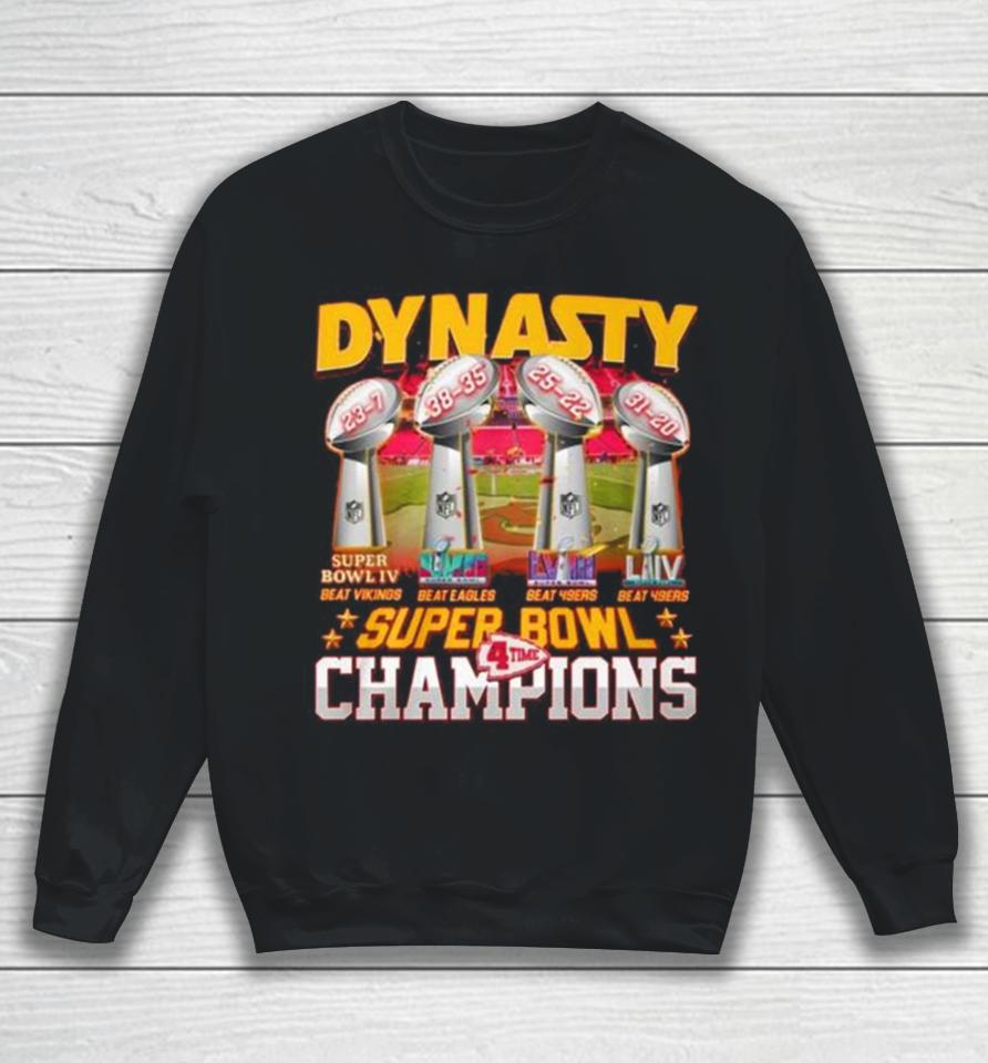 Kansas City Chiefs Dynasty Super Bowl 4 Time Champions Sweatshirt