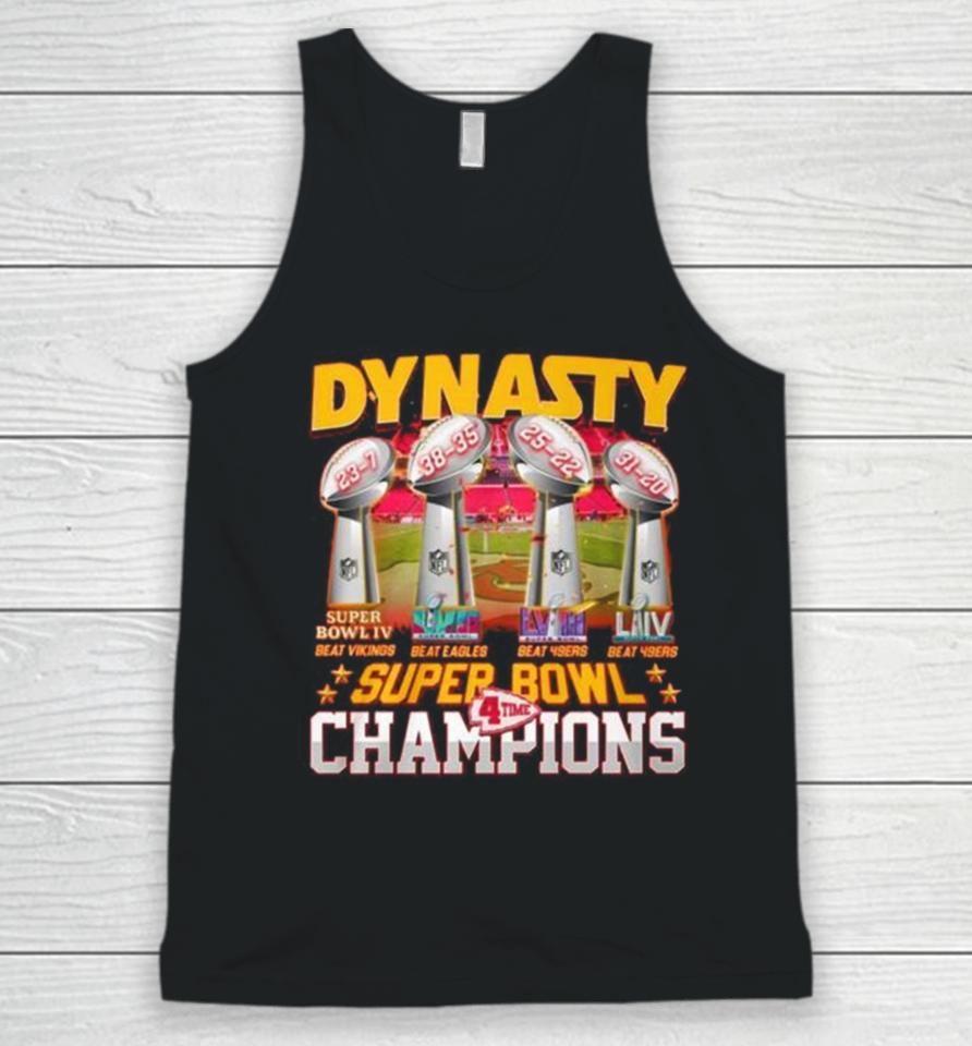 Kansas City Chiefs Dynasty Super Bowl 4 Time Champions Unisex Tank Top