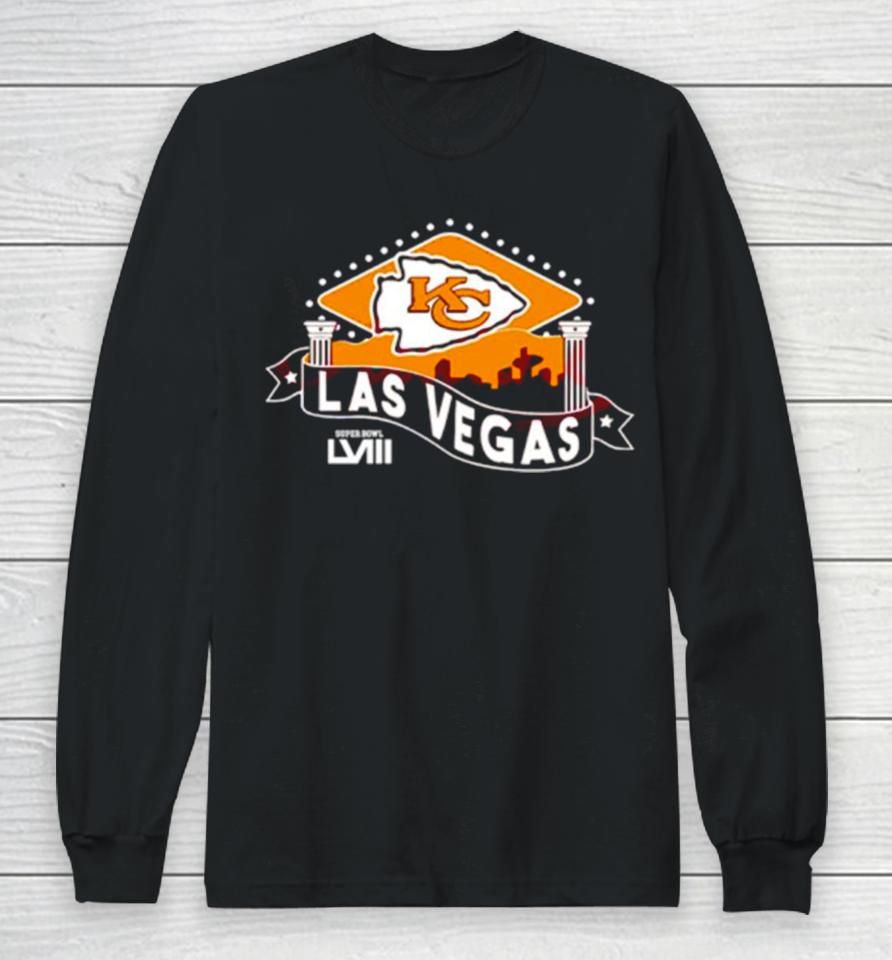 Kansas City Chiefs Football Las Vegas Super Bowl Lviii Football Long Sleeve T-Shirt