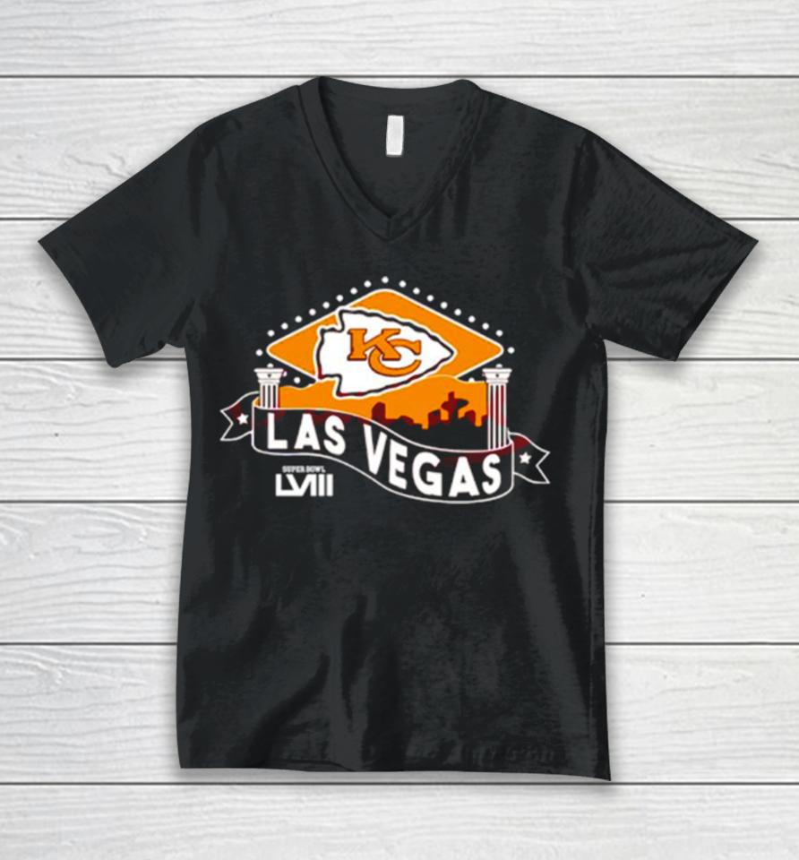 Kansas City Chiefs Football Las Vegas Super Bowl Lviii Football Unisex V-Neck T-Shirt