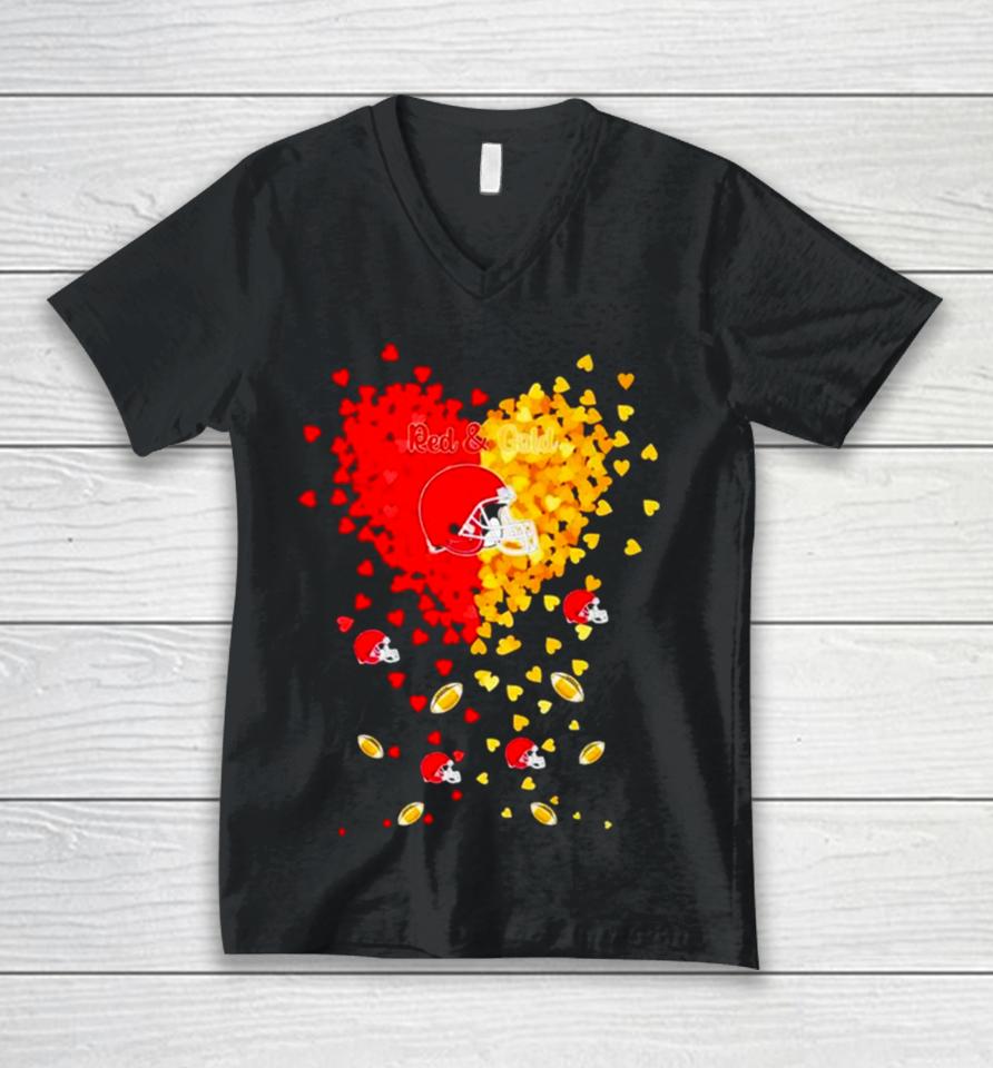 Kansas City Chiefs Football Red And Gold In My Heart Unisex V-Neck T-Shirt