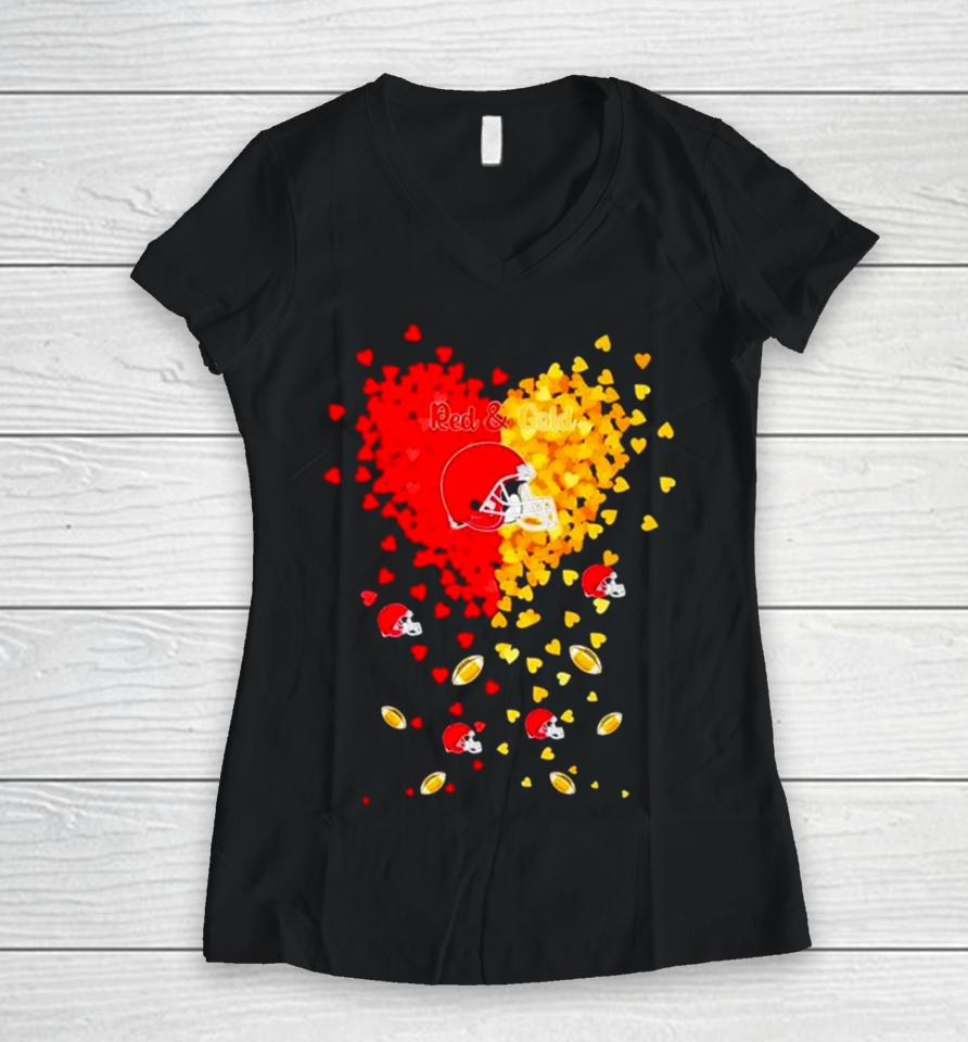 Kansas City Chiefs Football Red And Gold In My Heart Women V-Neck T-Shirt