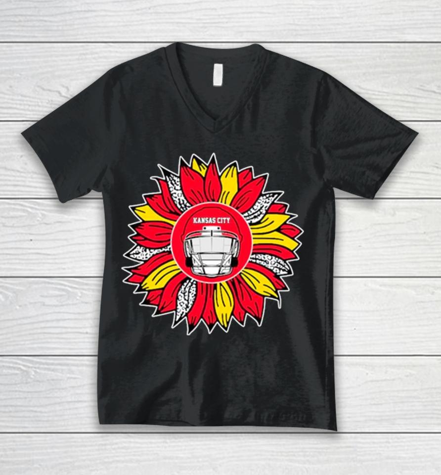 Kansas City Chiefs Football Sunflower Unisex V-Neck T-Shirt
