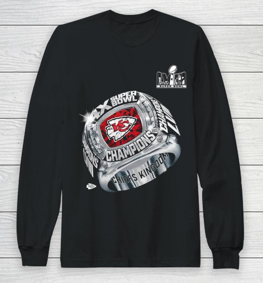 Kansas City Chiefs Four Time Super Bowl Champions Ring 2024 Long Sleeve T-Shirt