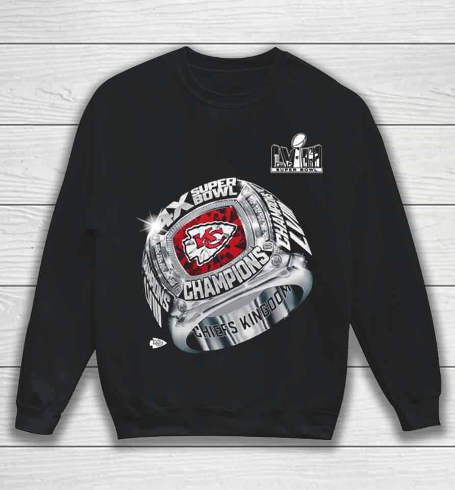 Kansas City Chiefs Four Time Super Bowl Champions Ring 2024 Sweatshirt