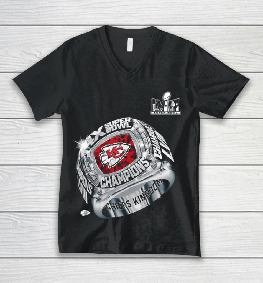 Kansas City Chiefs Four Time Super Bowl Champions Ring 2024 Unisex V-Neck T-Shirt