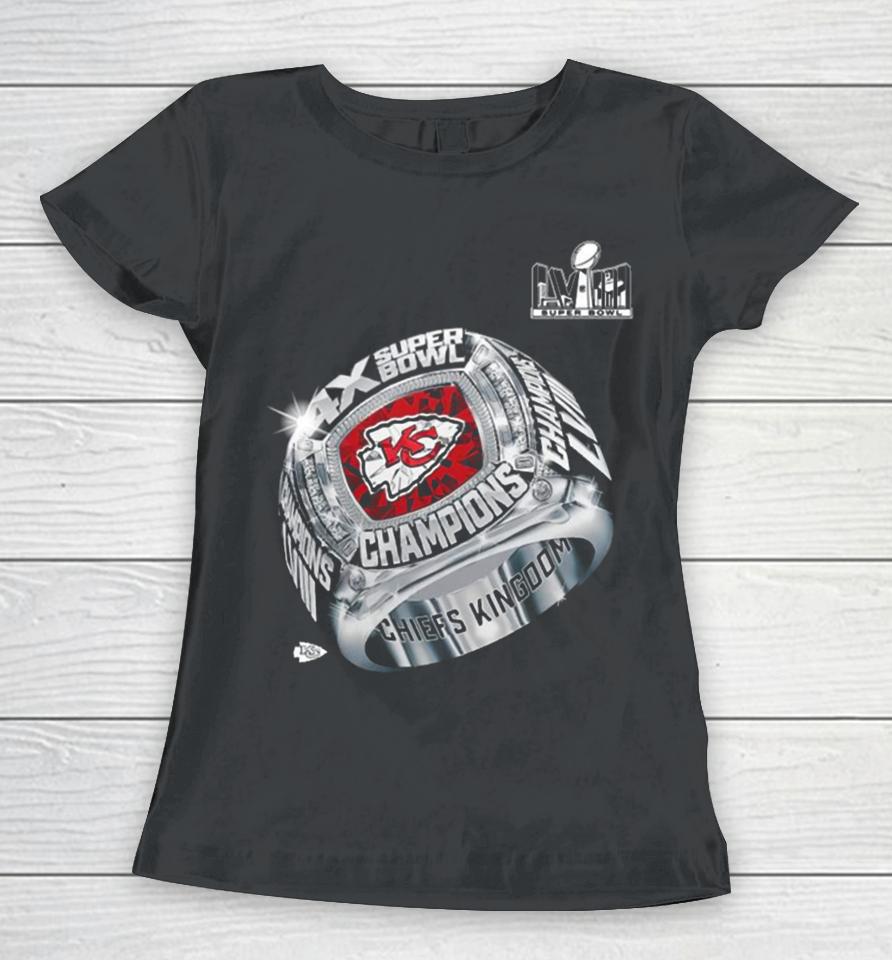Kansas City Chiefs Four Time Super Bowl Champions Ring 2024 Women T-Shirt