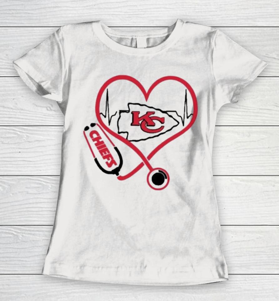 Kansas City Chiefs Heartbeat Nurse Women T-Shirt