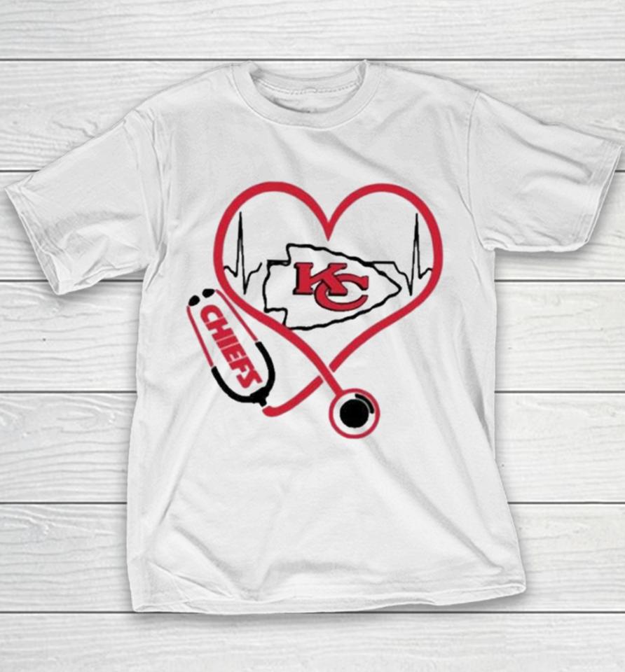 Kansas City Chiefs Heartbeat Nurse Youth T-Shirt