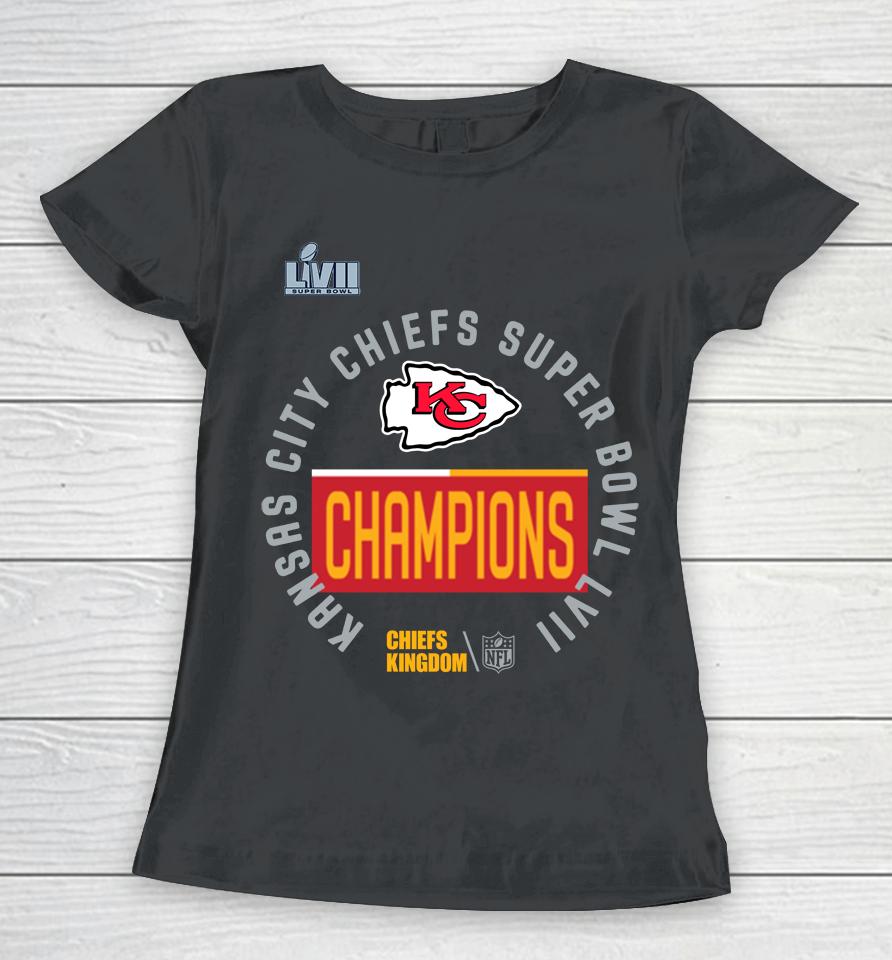 Kansas City Chiefs Kingdom 2023 Super Bowl Lvii Champions Women T-Shirt