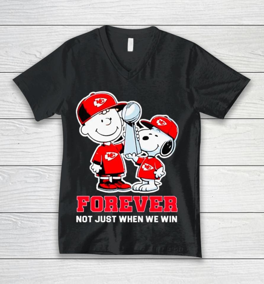 Kansas City Chiefs Nfl Charlie Brown And Snoopy Forever Not Just When We Win Unisex V-Neck T-Shirt