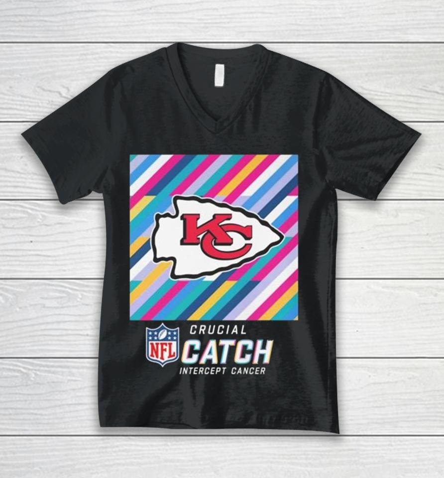 Kansas City Chiefs Nfl Crucial Catch Intercept Cancer Unisex V-Neck T-Shirt