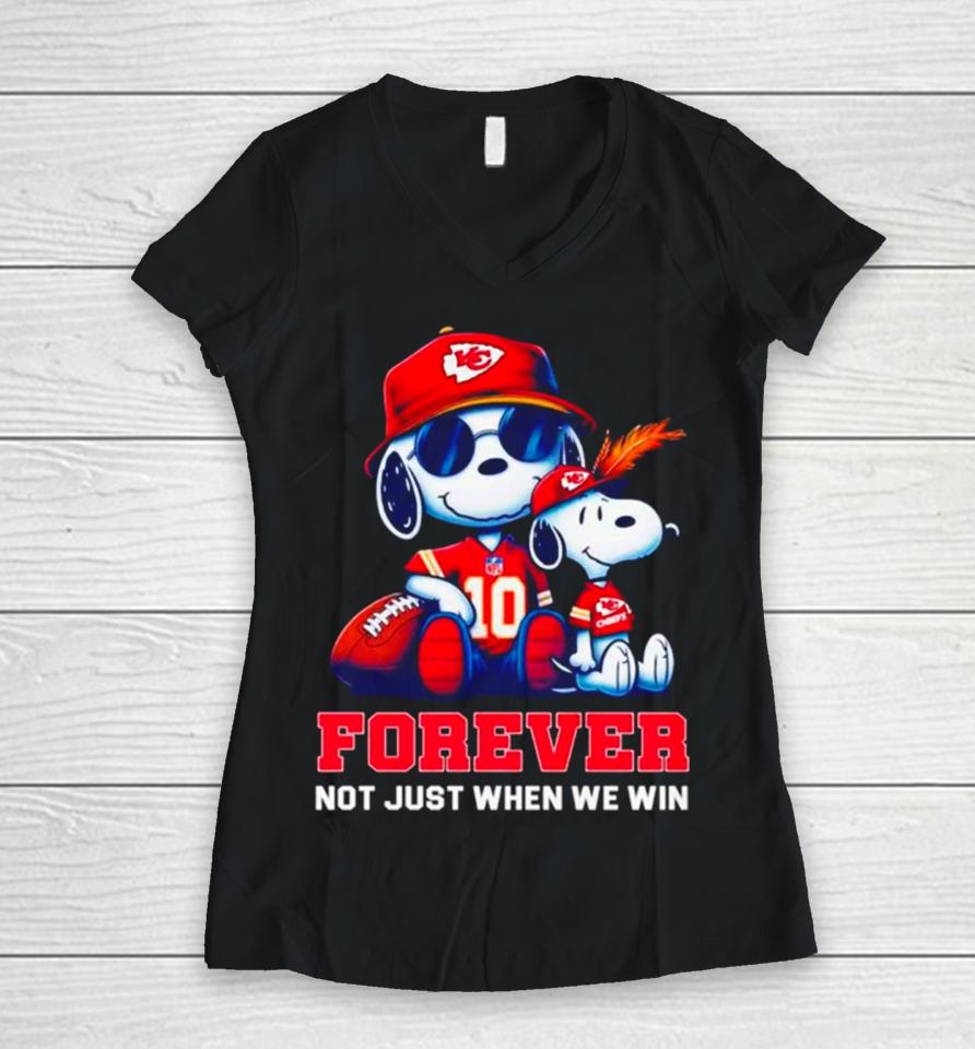 Kansas City Chiefs Snoopy Forever Not Just When We Win Women V-Neck T-Shirt