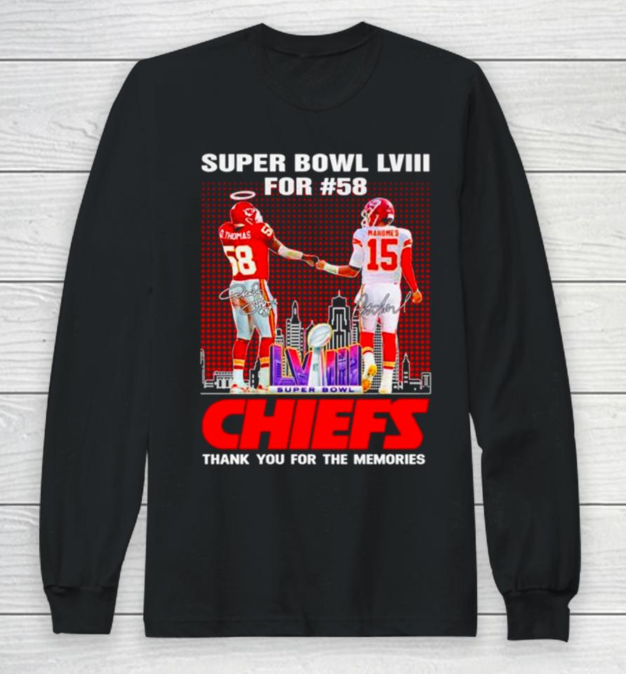 Kansas City Chiefs Super Bowl Lviii For 58 Thank You For The Memories Signature Long Sleeve T-Shirt
