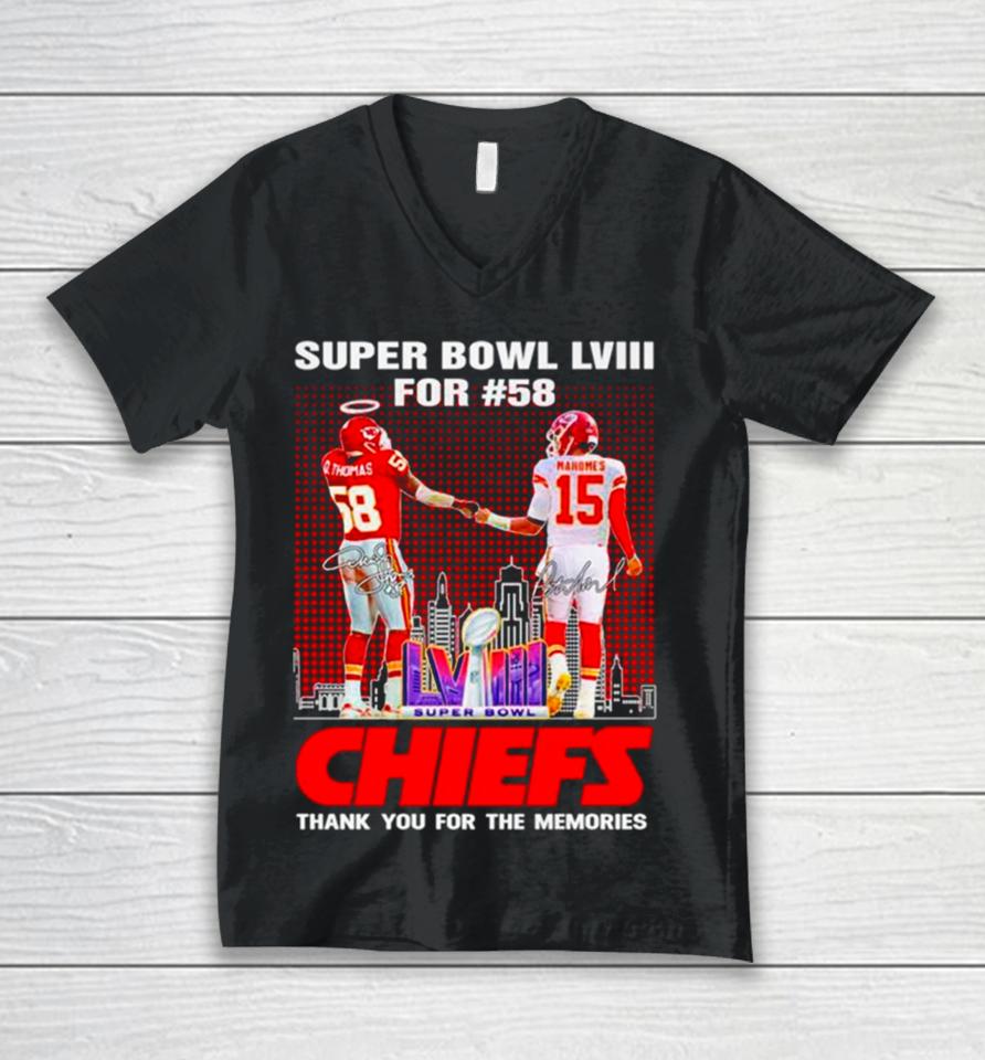 Kansas City Chiefs Super Bowl Lviii For 58 Thank You For The Memories Signature Unisex V-Neck T-Shirt