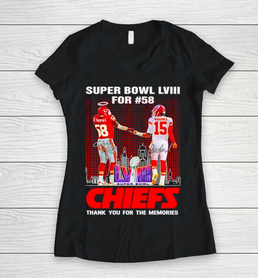Kansas City Chiefs Super Bowl Lviii For 58 Thank You For The Memories Signature Women V-Neck T-Shirt