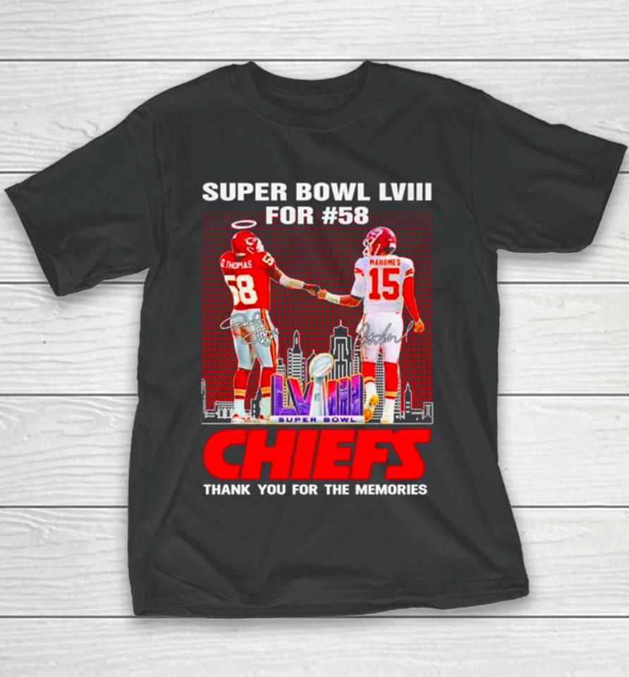 Kansas City Chiefs Super Bowl Lviii For 58 Thank You For The Memories Signature Youth T-Shirt