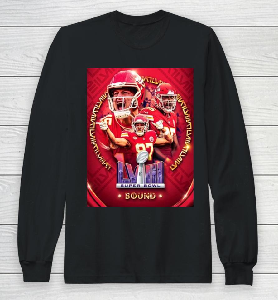 Kansas City Chiefs Super Bowl Lviii Las Vegas Bound Nfl Playoffs Season 2023 2024 Long Sleeve T-Shirt