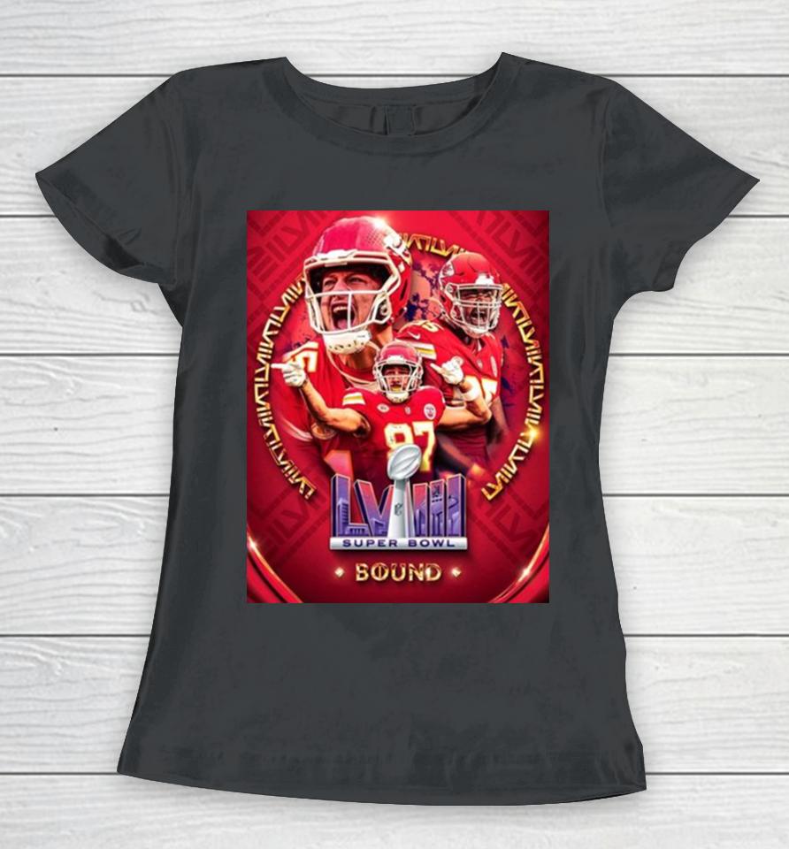 Kansas City Chiefs Super Bowl Lviii Las Vegas Bound Nfl Playoffs Season 2023 2024 Women T-Shirt