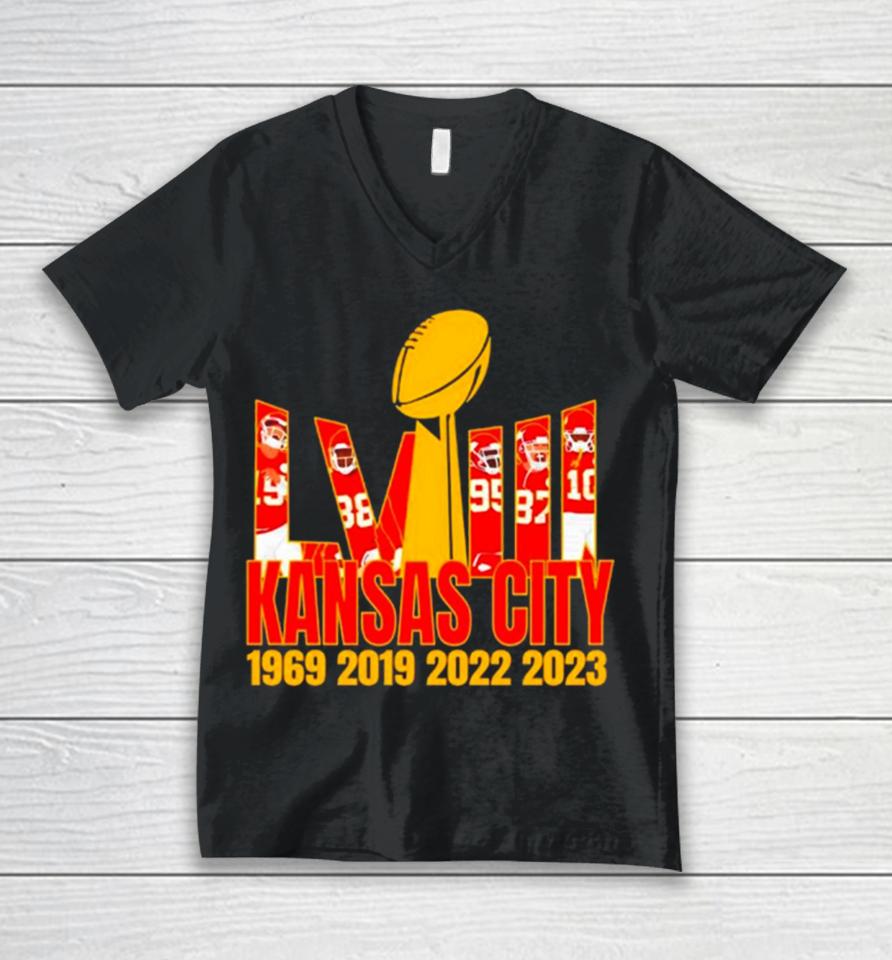 Kansas City Chiefs Super Bowl Lviii Trophy Player Unisex V-Neck T-Shirt