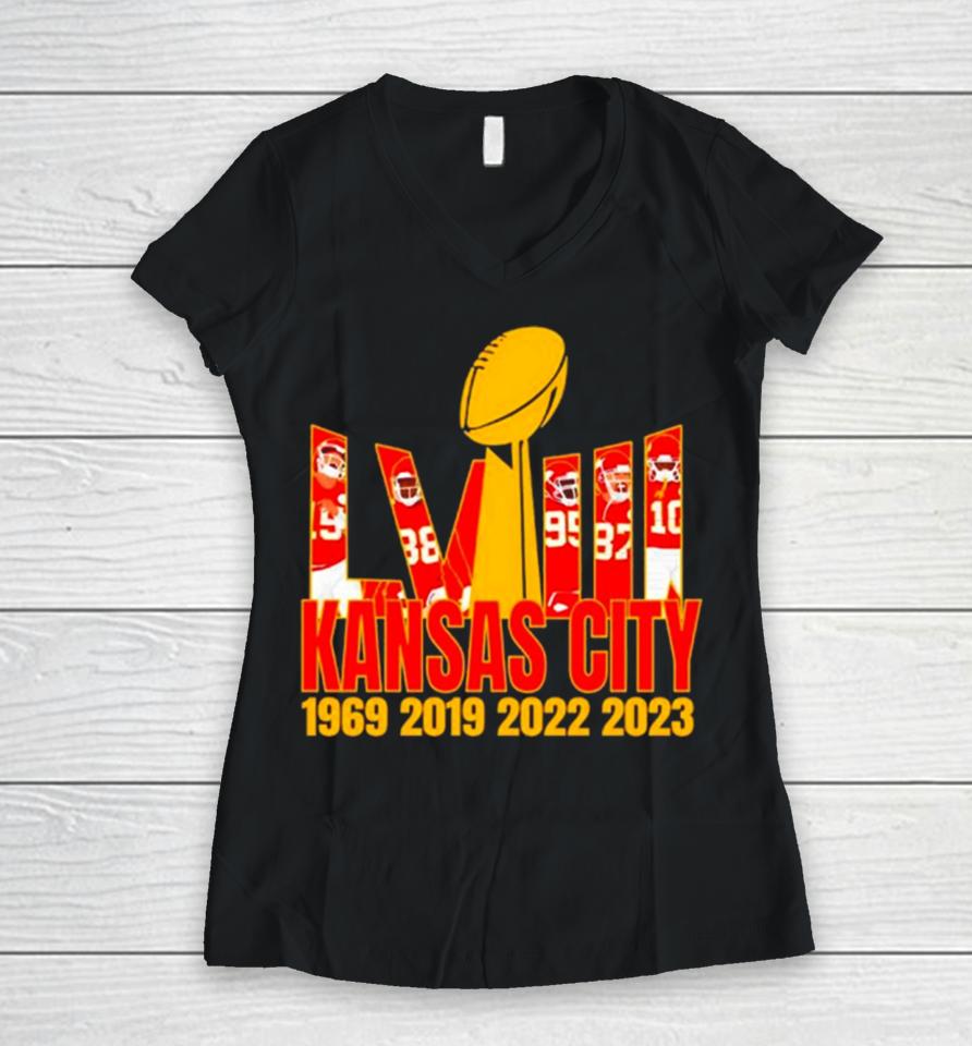 Kansas City Chiefs Super Bowl Lviii Trophy Player Women V-Neck T-Shirt