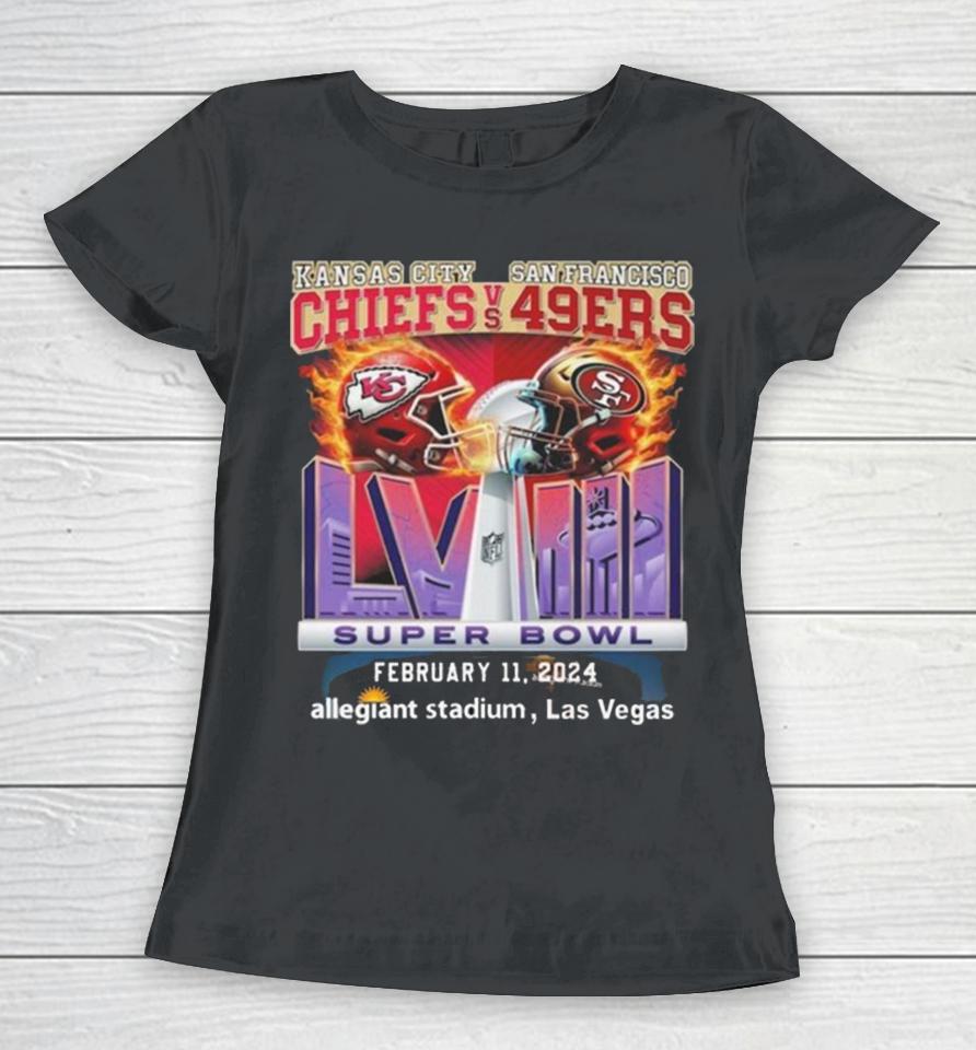 Kansas City Chiefs Vs San Francisco 49Ers Super Bowl Lviii February 11, 2024 Allegiant Stadium, Las Vegas Women T-Shirt