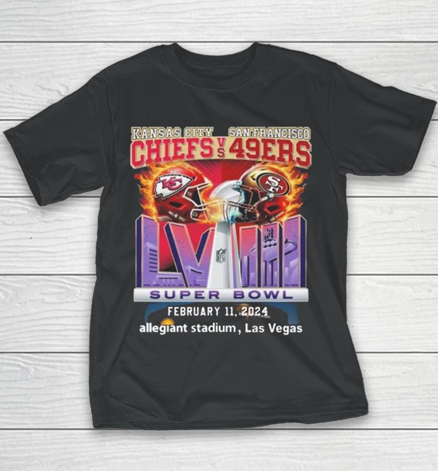 Kansas City Chiefs Vs San Francisco 49Ers Super Bowl Lviii February 11, 2024 Allegiant Stadium, Las Vegas Youth T-Shirt