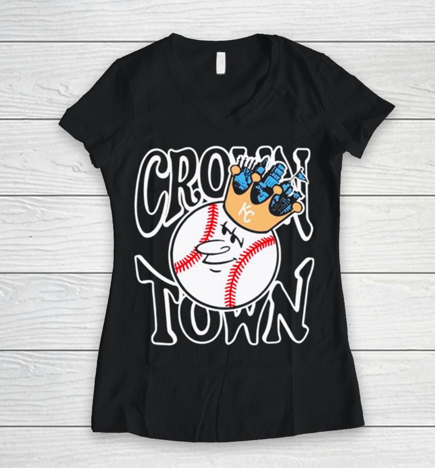 Kansas City Royals Crown Town Baseball Women V-Neck T-Shirt