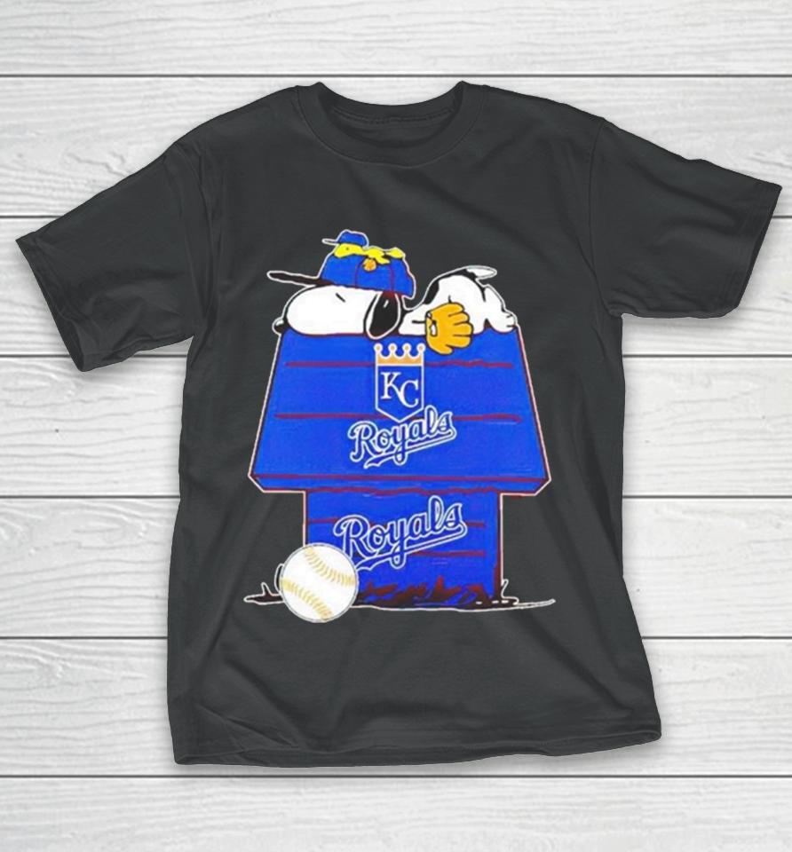Kansas City Royals Snoopy And Woodstock The Peanuts Baseball T-Shirt