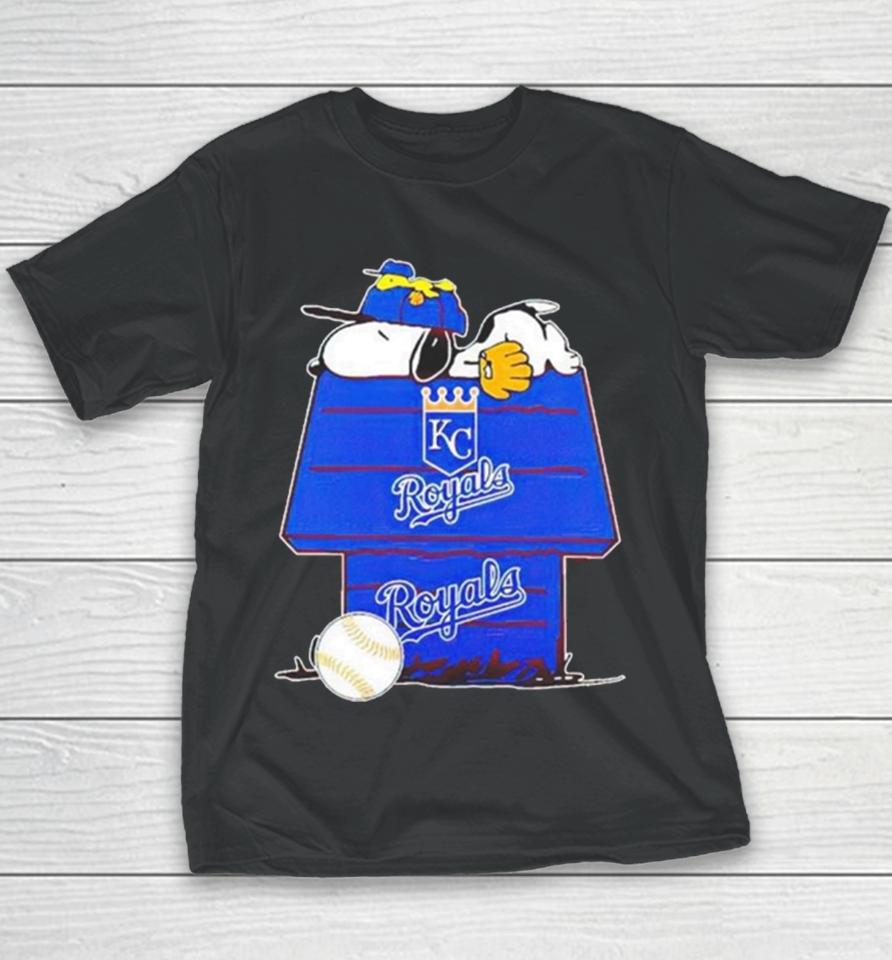 Kansas City Royals Snoopy And Woodstock The Peanuts Baseball Youth T-Shirt