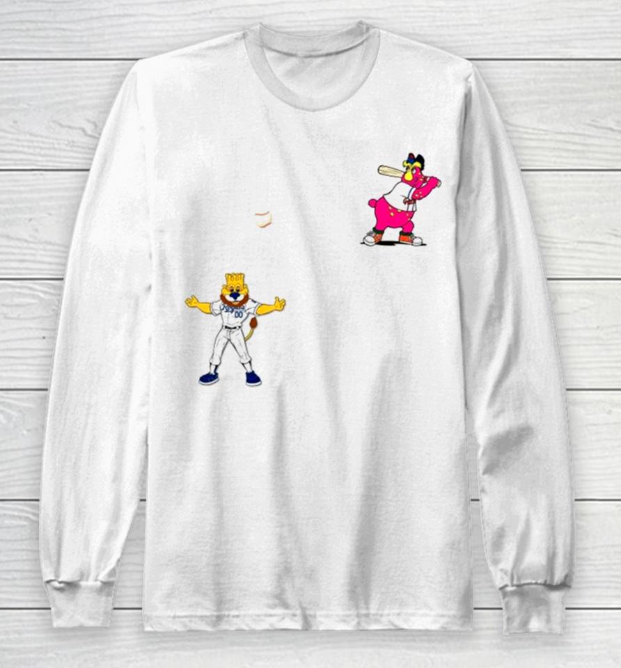 Kansas City Royals Vs Cleveland Guardians Mlb 2024 Mascot Cartoon Baseball Long Sleeve T-Shirt