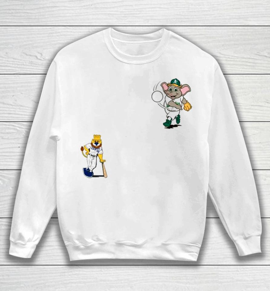 Kansas City Royals Vs Oakland Athletics Mlb 2024 Mascot Cartoon Baseball Sweatshirt