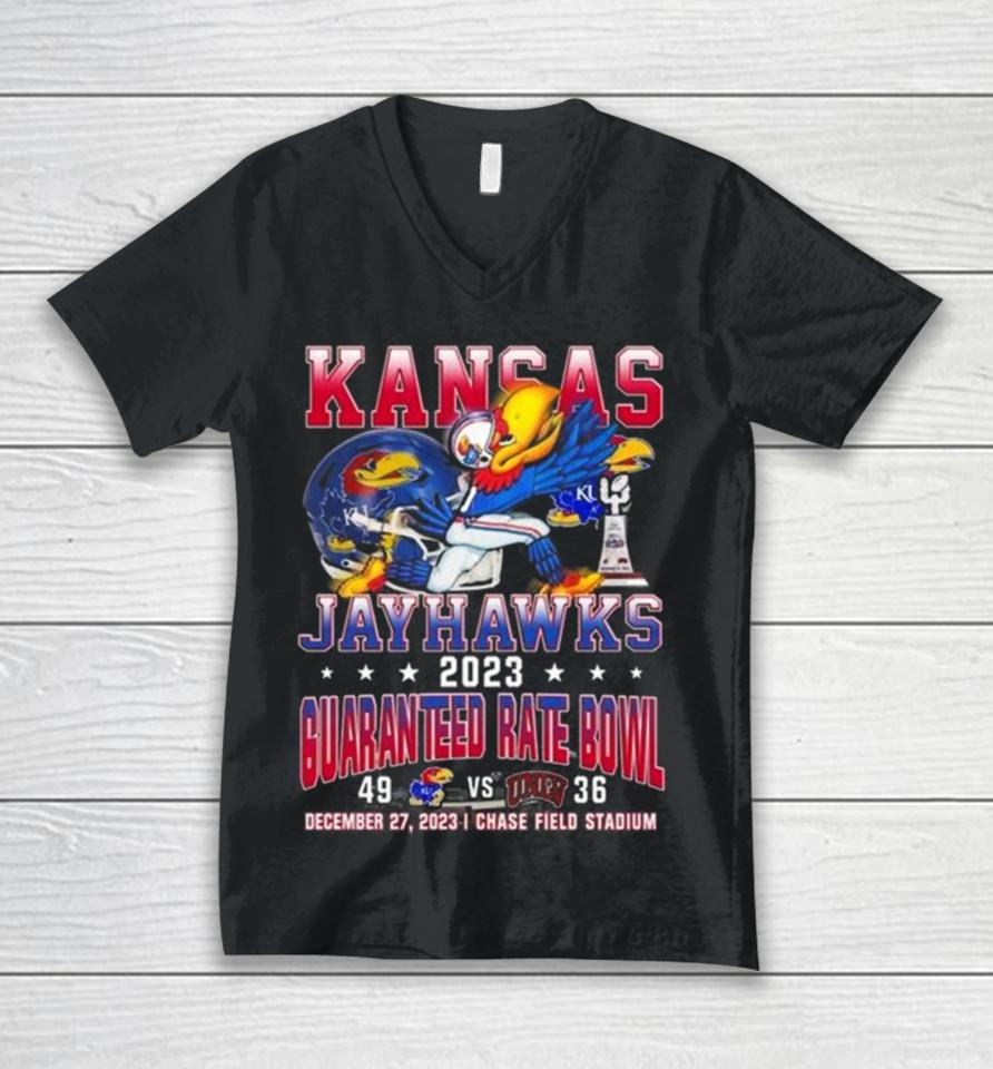 Kansas Jayhawks 2023 Guaranteed Rate Bowl Chase Field Stadium Unisex V-Neck T-Shirt