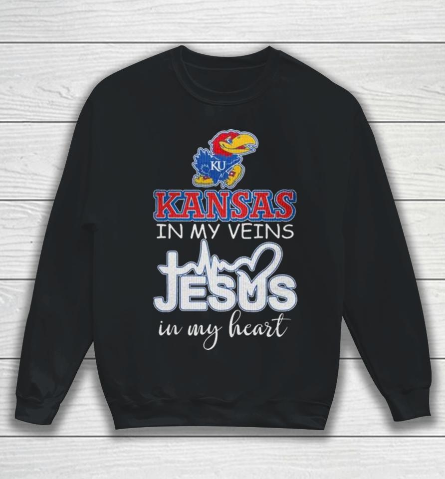 Kansas Jayhawks 2024 In My Veins Jesus In My Heart Sweatshirt