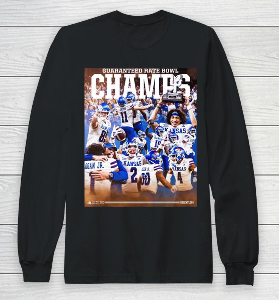Kansas Jayhawks And Rock Chalk 2023 Guaranteed Rate Bowl Champions Long Sleeve T-Shirt