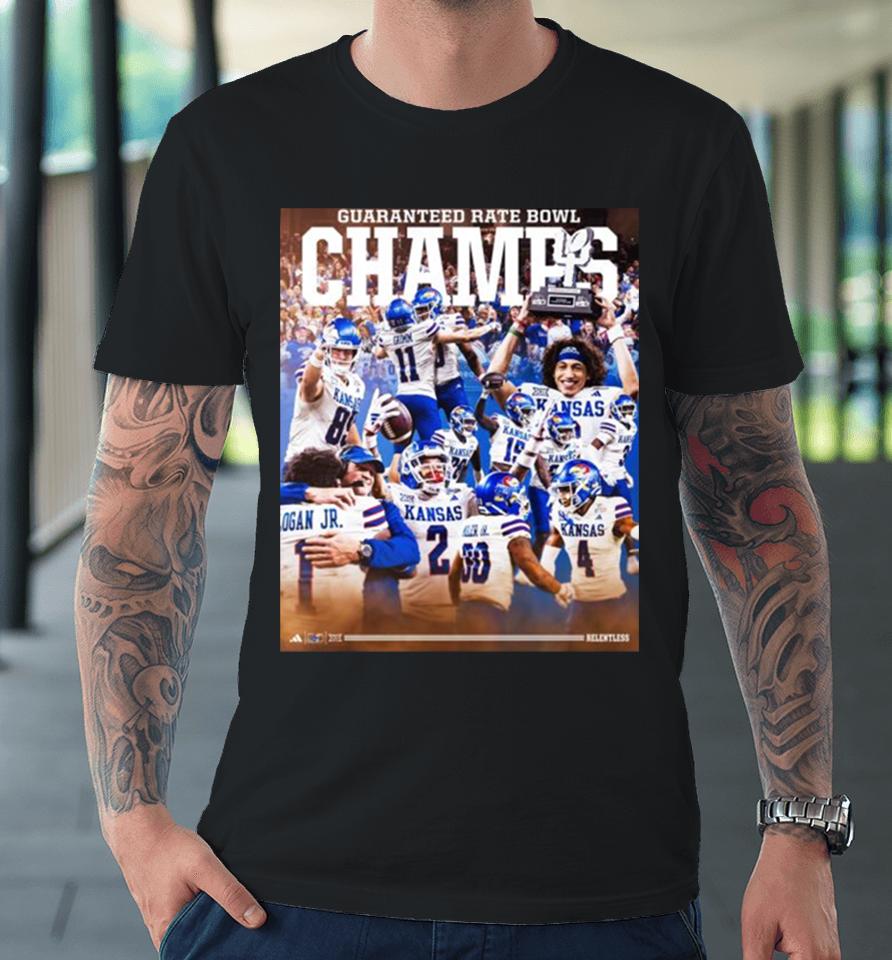 Kansas Jayhawks And Rock Chalk 2023 Guaranteed Rate Bowl Champions Premium T-Shirt