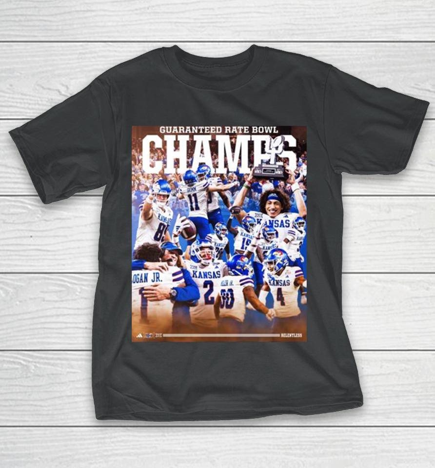 Kansas Jayhawks And Rock Chalk 2023 Guaranteed Rate Bowl Champions T-Shirt