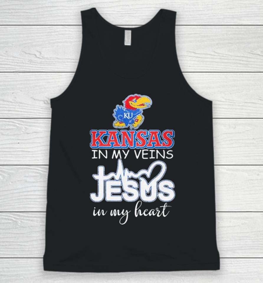 Kansas Jayhawks In My Veins Jesus In My Heart 2024 Unisex Tank Top