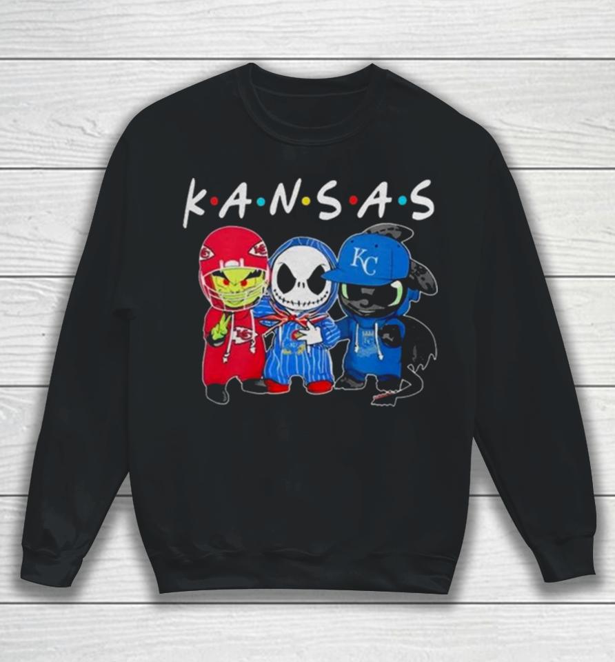 Kansas Sports Teams Jack Skellington X Grinch And Toothless Dragon Sweatshirt