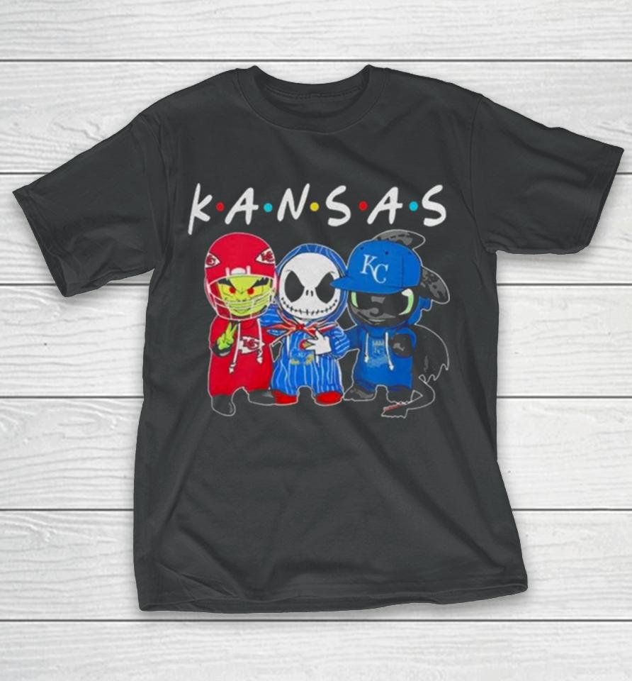 Kansas Sports Teams Jack Skellington X Grinch And Toothless Dragon T-Shirt