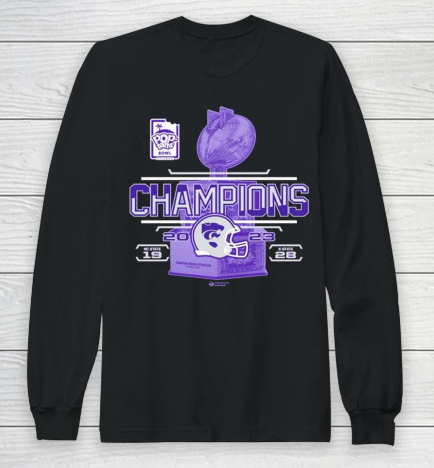 Kansas State Wildcats 2023 Pop Tarts Bowl Champions 28 19 Nc State Score Purple Long Sleeve T-Shirt