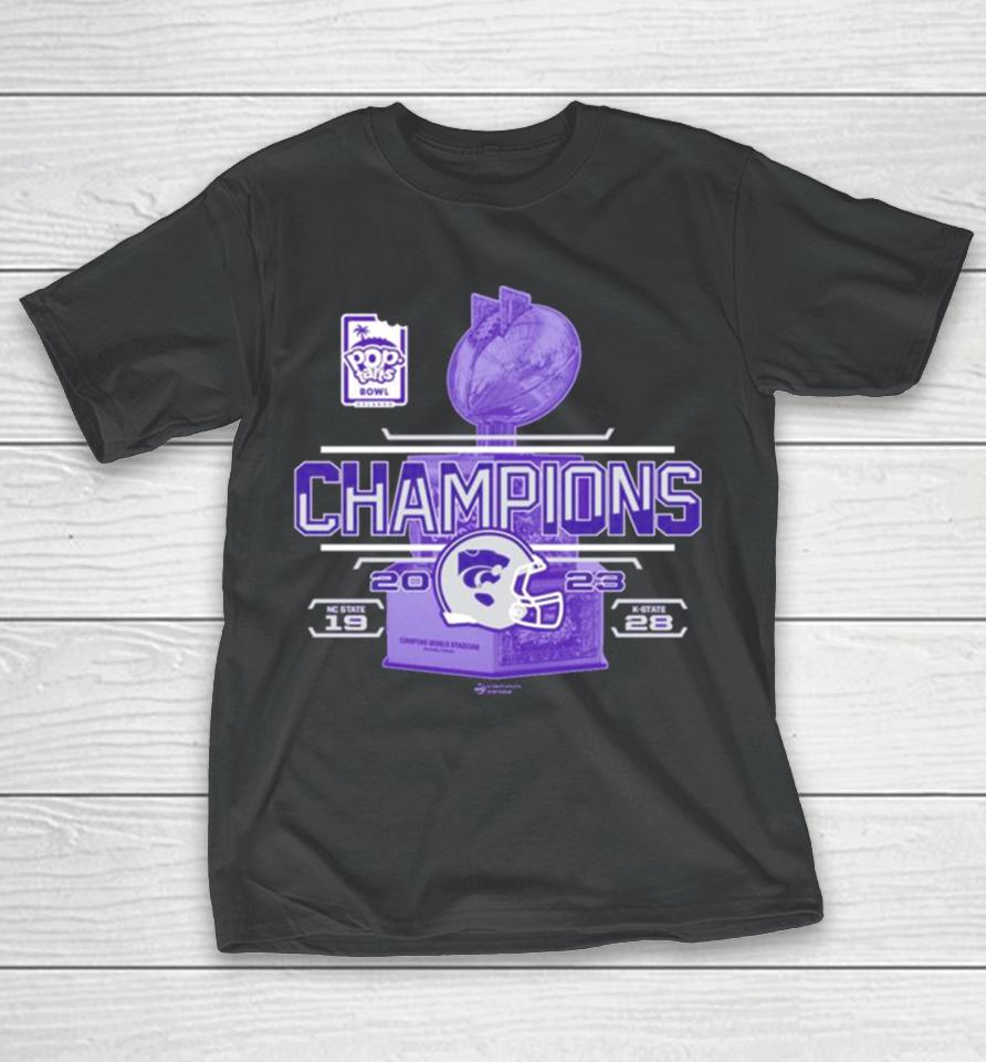 Kansas State Wildcats 2023 Pop Tarts Bowl Champions 28 19 Nc State Score Purple T-Shirt