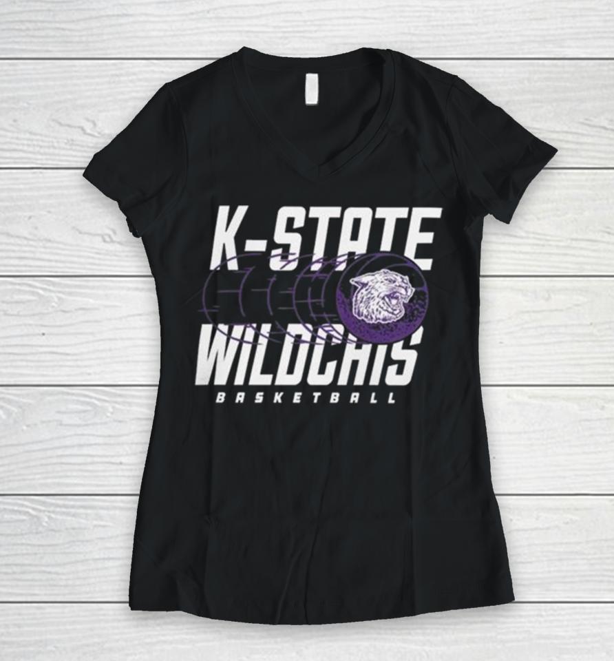 Kansas State Wildcats Basketball Logo 2024 Women V-Neck T-Shirt