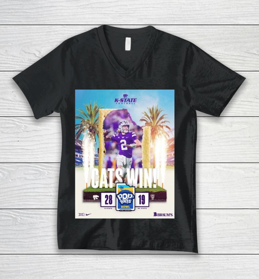 Kansas State Wildcats Defeated Nc State Wolfpacks To Get The 2023 Pop Tarts Bowl Champions Ncaa College Football Unisex V-Neck T-Shirt