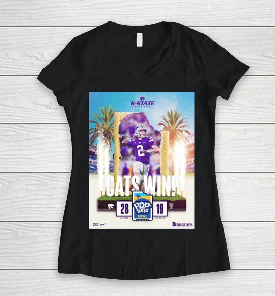 Kansas State Wildcats Defeated Nc State Wolfpacks To Get The 2023 Pop Tarts Bowl Champions Ncaa College Football Women V-Neck T-Shirt