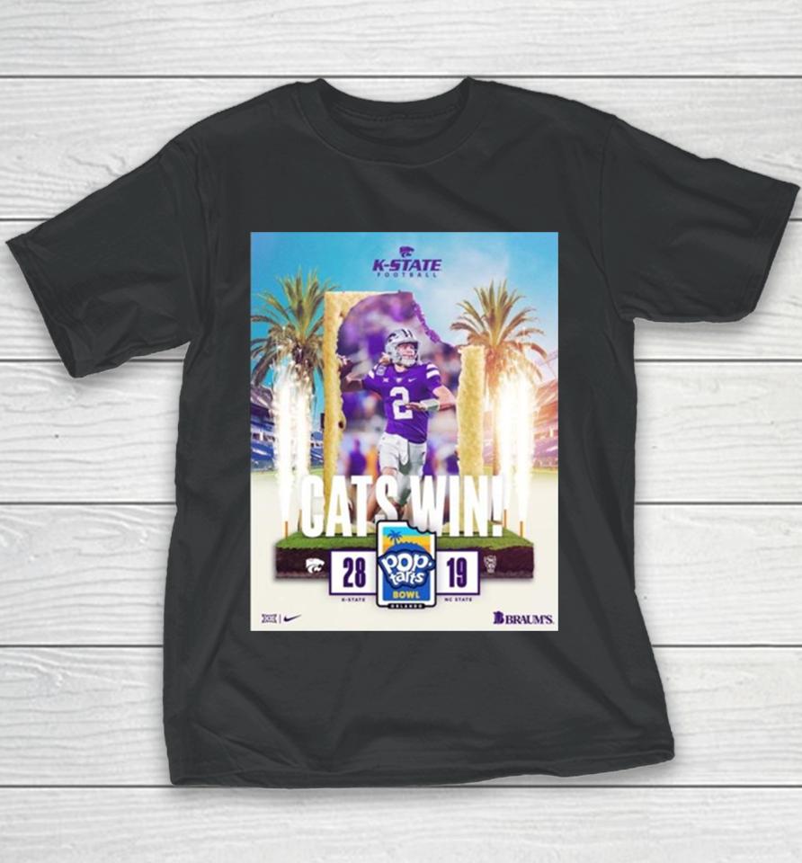 Kansas State Wildcats Defeated Nc State Wolfpacks To Get The 2023 Pop Tarts Bowl Champions Ncaa College Football Youth T-Shirt
