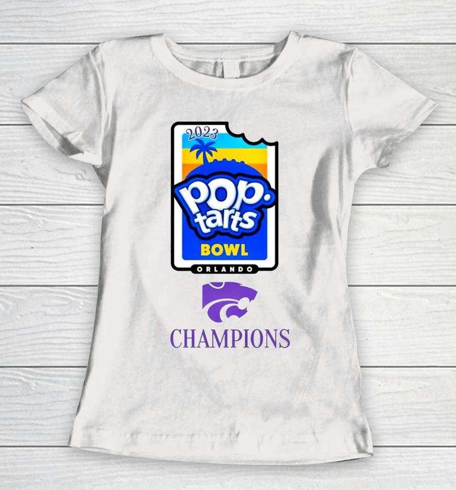 Kansas State Wildcats Football 2023 Pop Tarts Bowl Champions Women T-Shirt