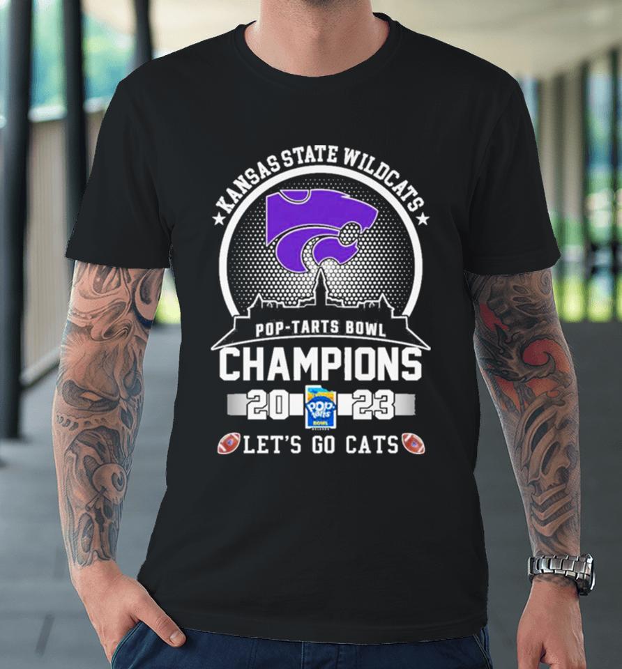 Kansas State Wildcats Football 2023 Pop Tarts Bowl Champions Skyline Let’s Go Cats Premium T-Shirt