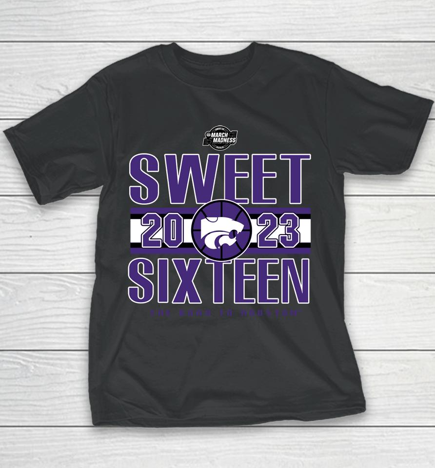Kansas State Wildcats Sweet 2023 Sixteen The Road To Houston Youth T-Shirt