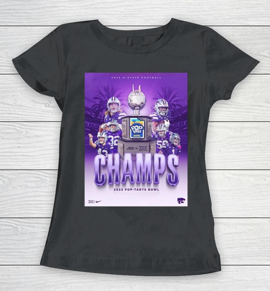 Kansas State Wildcats With The 2023 Pop Tarts Bowl Champions Ncaa College Football Women T-Shirt